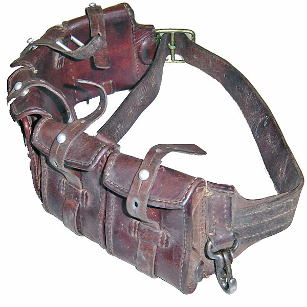 VINTAGE Swedish Bandolier Leather Ammo Pouch WW1 スウェーデン軍