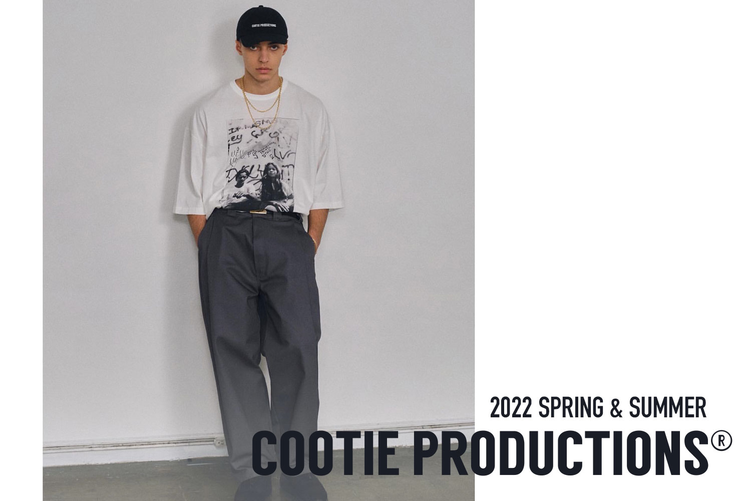 COOTIE Ombre Check 2 Tuck Easy Pants (White × Gray) CTE-22S125