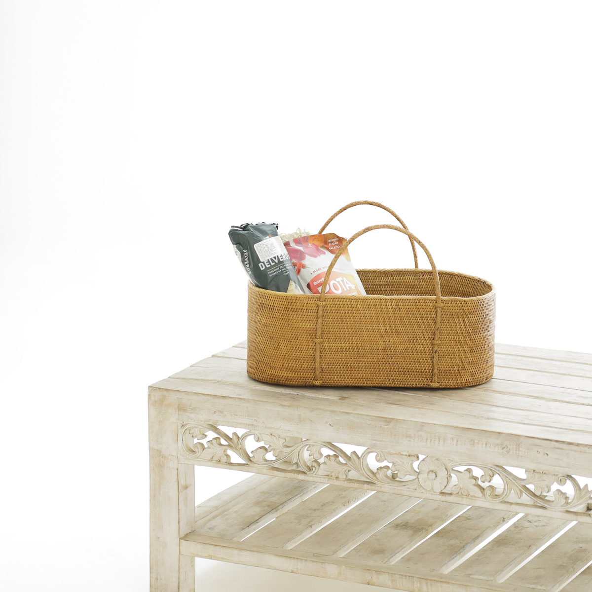 野菜籠持手付きMサイズ (OVL255) Rosily(ロージリー) バリ島 アタかご