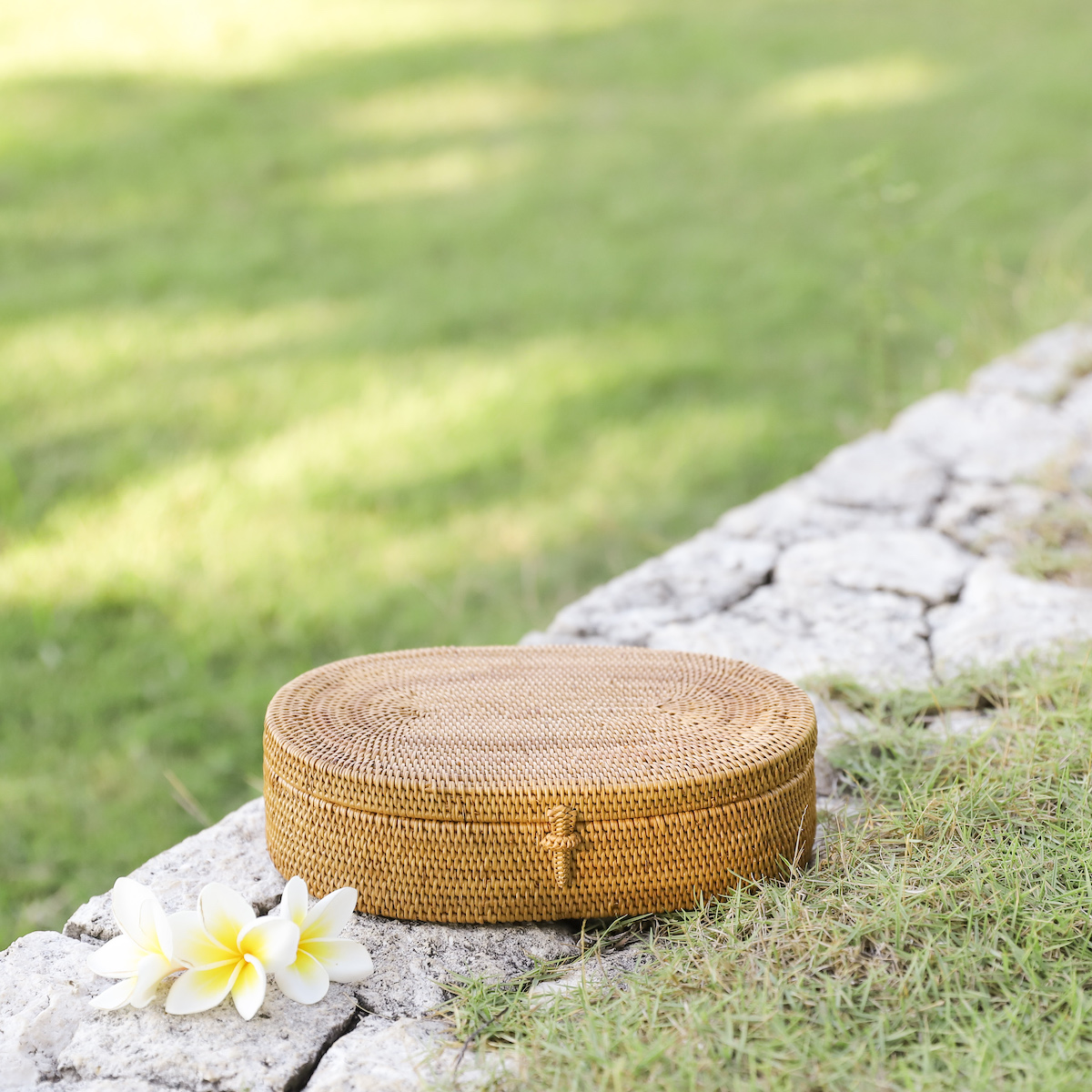 アウトレット】バリ島 アタ アタ製品 ふた付き ラウンドBOX Φ30