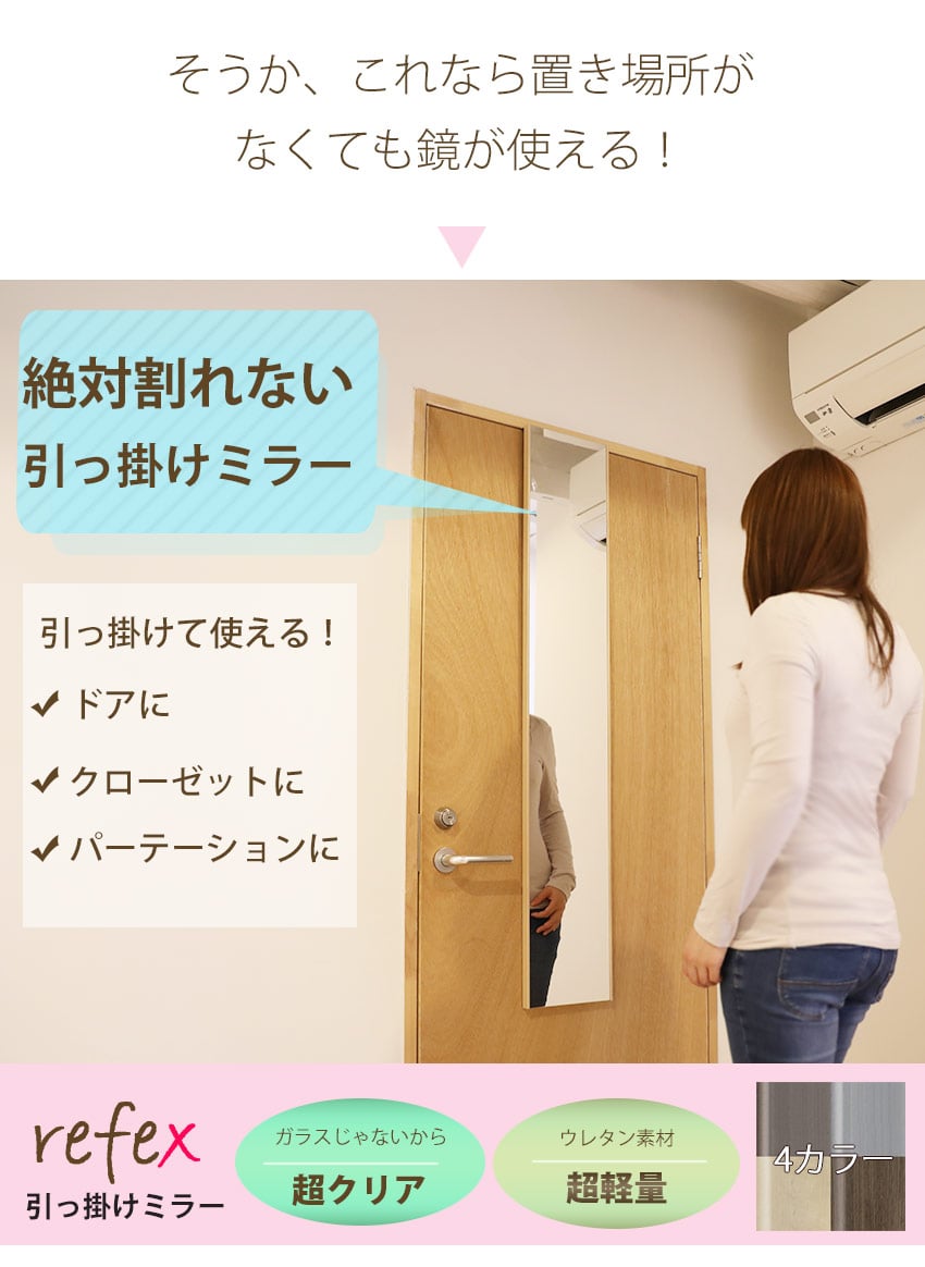 楽天市場】ドア掛けミラー 鏡 姿見 割れない鏡 refex リフェクスミラー