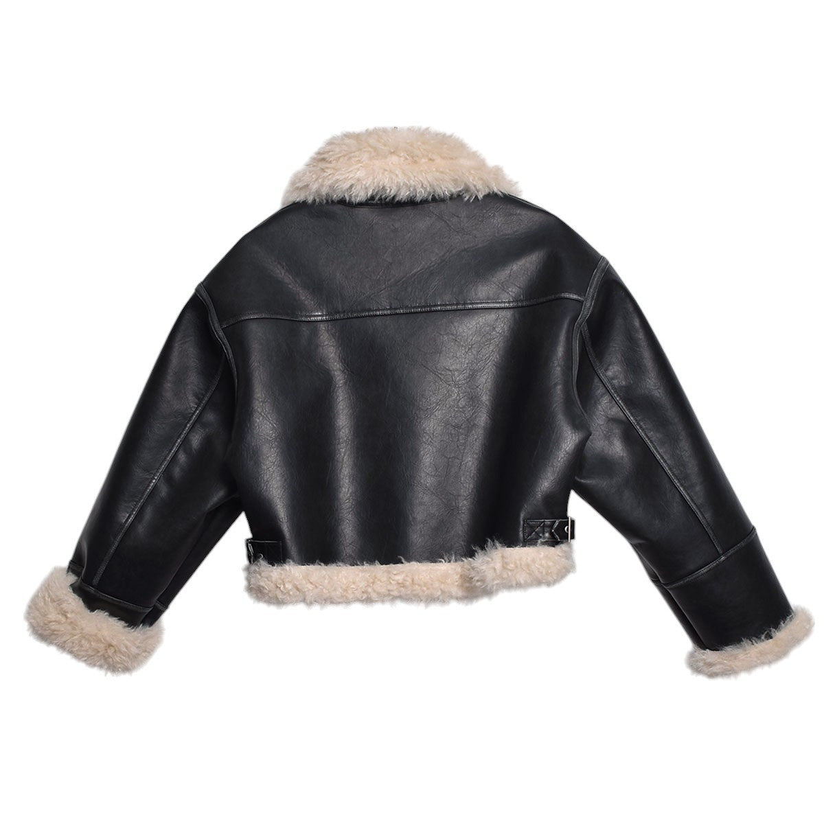 MURUA]ヴィンテージライクショートフェイクムートン/BLACK