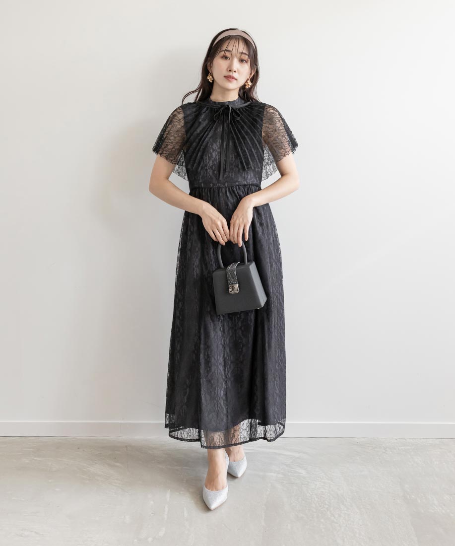 SALE】マルチWAYケープ付きレースワンピース