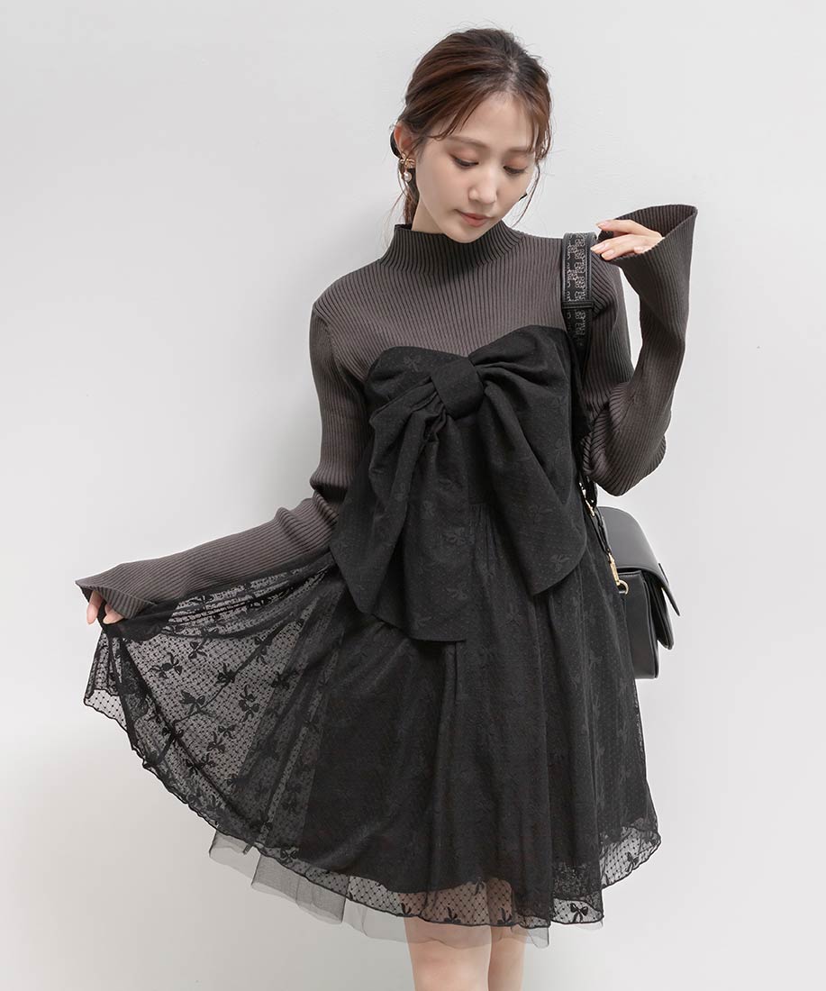 SALE】リボンチュールドッキングミニワンピースRANDA公式サイト