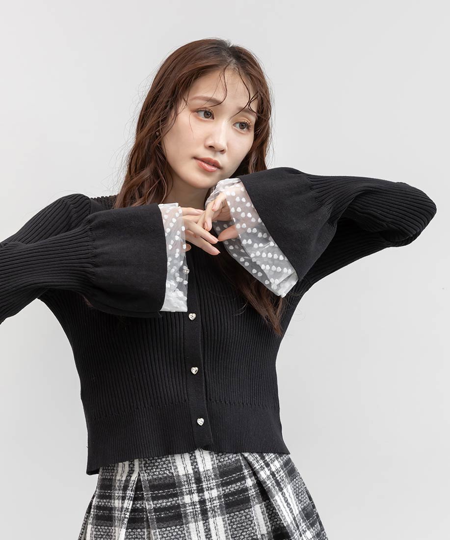 SALE】ハートチュールカフスリブニットカーディガンRANDA公式サイト