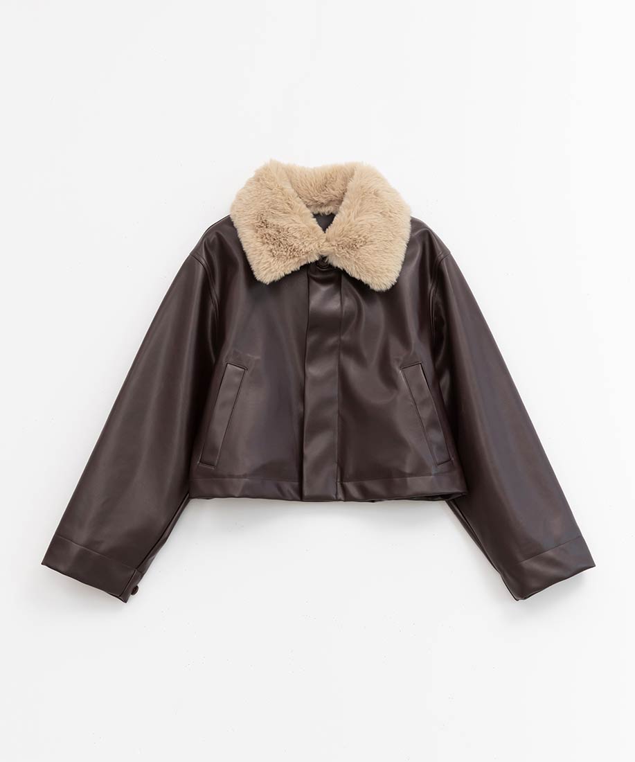 SALE】【選べる丈感】2WAY ファー襟付きフェイクレザージャケットRANDA