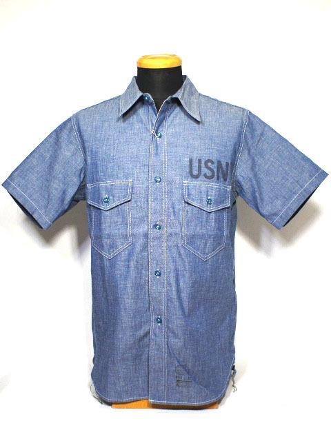 MS16003 REAL McCOY'S NAVY CHAMBRAY SHIRT S/S マッコイ シャンブレー