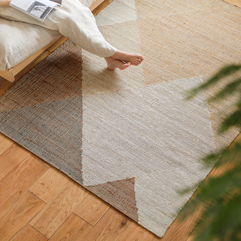 最終値下げ】キリム 幾何学模様ラグ 約140cm x 170cm キリム幾何学模様ラグ