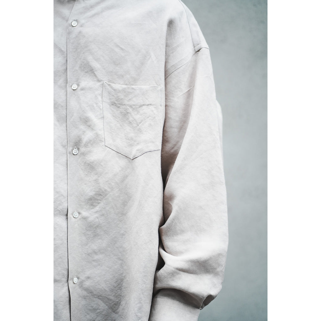 Linen Cupro L/S Oversized Band Collar Shirt | ref. / Web Store