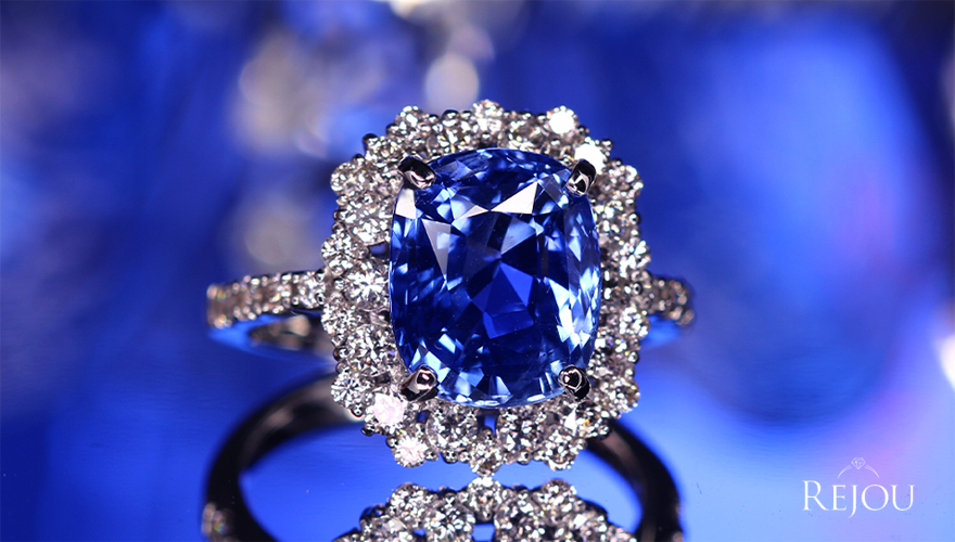 スリランカ産非加熱ブルーサファイア 5.7ct ダイヤモンド 0.8ct