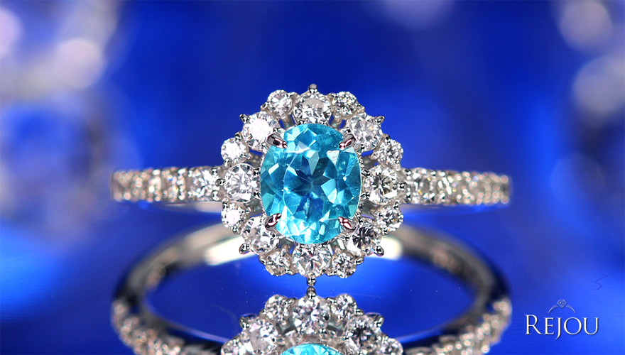 ネオンブルーアパタイト 0.6ct ダイヤモンド 約0.3ct プラチナ リング