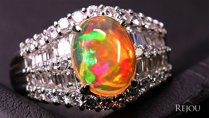 メキシコ産（バイカラー）オパール 2.3ct ダイヤモンド 1.4ct プラチナ