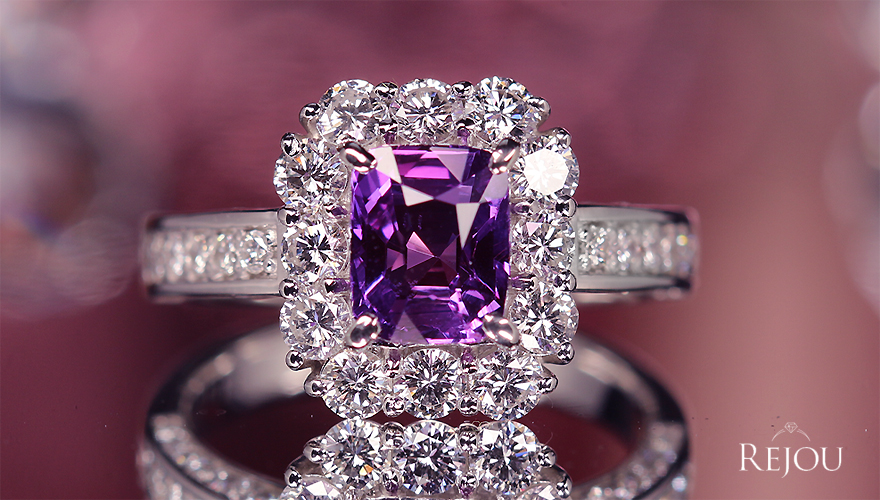 非加熱パープルサファイア 約2ct ダイヤモンド 1.1ct プラチナ リング