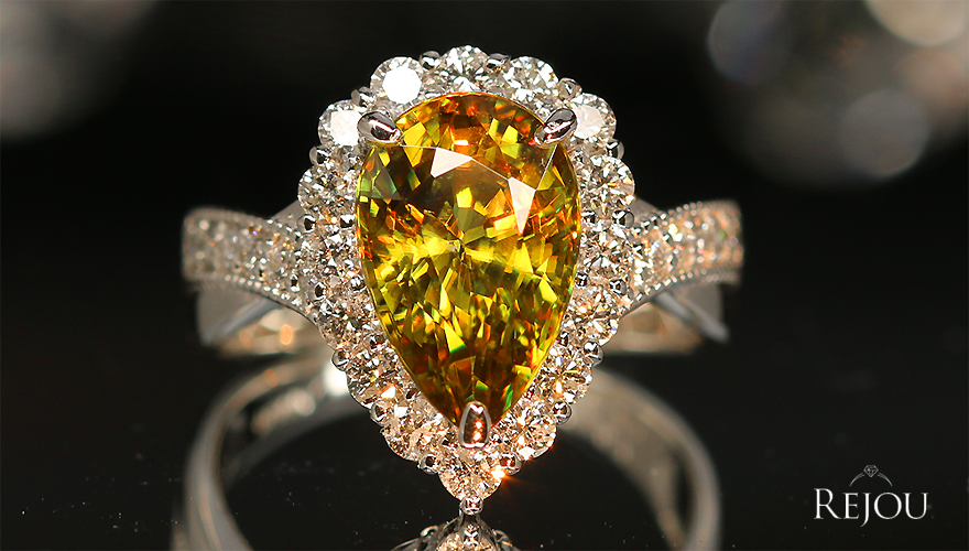 スフェーン 3.5ct ダイヤモンド 0.7ct プラチナ リング(指輪)【品質