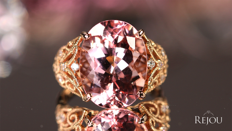 モルガナイト 9.0ct ダイヤモンド 約0.2ct ピンクゴールド リング(指輪