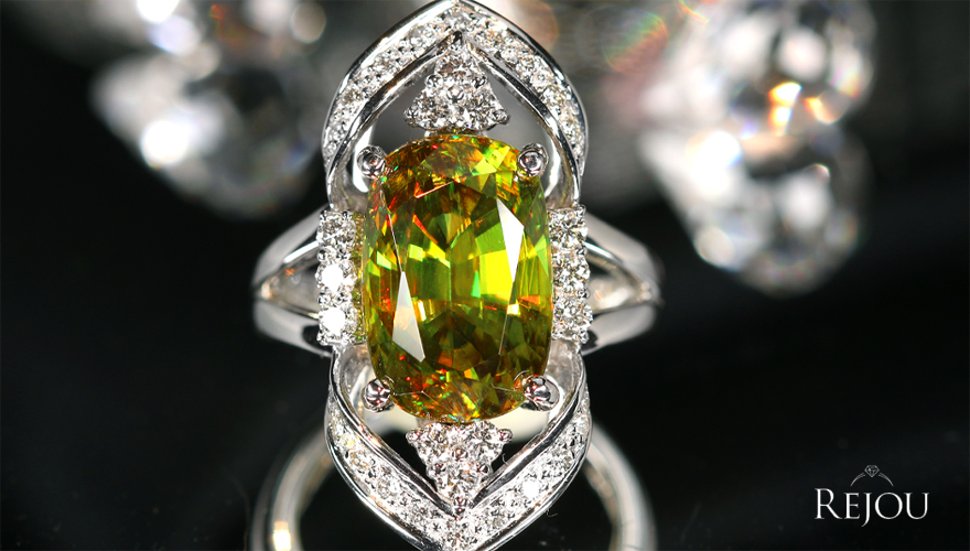 スフェーン 約11ct ダイヤモンド 約0.7ct プラチナ リング(指輪)【品質