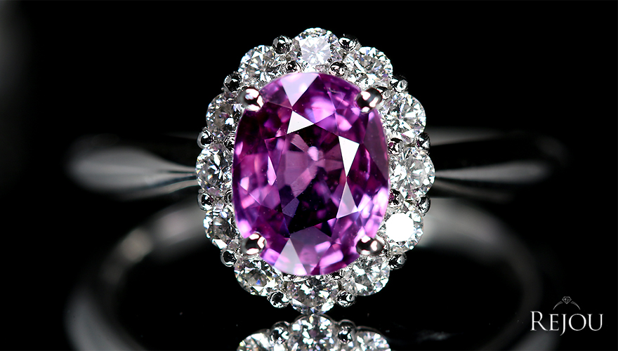 非加熱パープルサファイア 1.57ct ダイヤモンド 0.4ct プラチナ リング