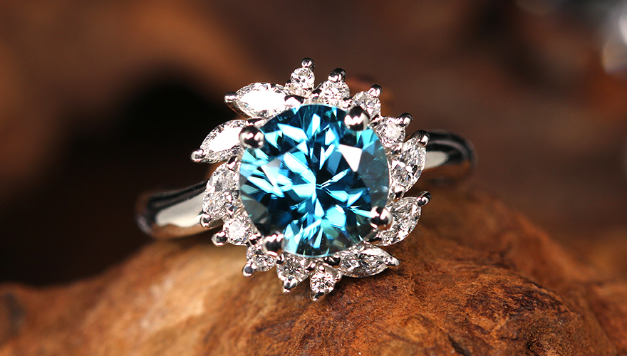 ブルージルコン 3.1ct ダイヤモンド 0.4ct プラチナ リング(指輪