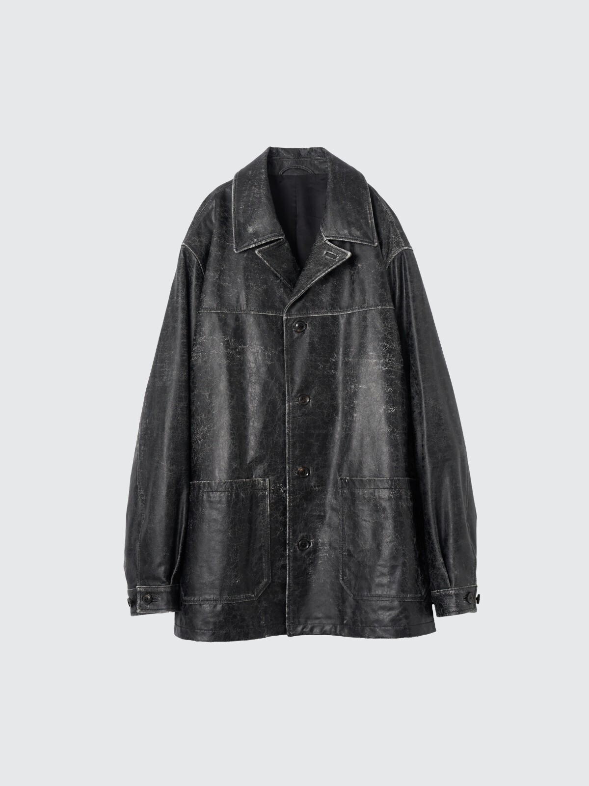 CRACKED GOAT LEATHER CAR COAT - YOKE WOMENS & MENS｜Official