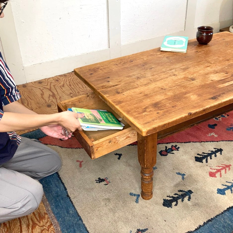 英国 アンティーク オールドパイン無垢材 ローテーブル リビング