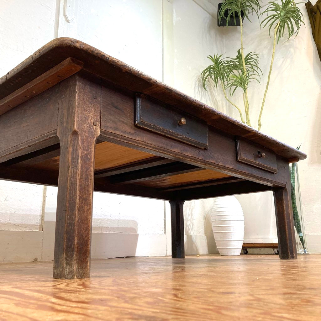 英国 アンティーク オーク無垢材 ローテーブル リビングテーブル