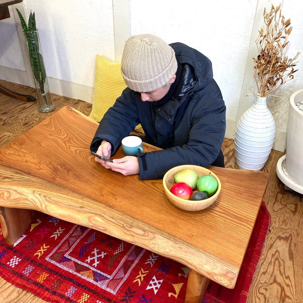 一枚板 ローテーブル 座卓 ケヤキ 中古 リビングテーブル 木