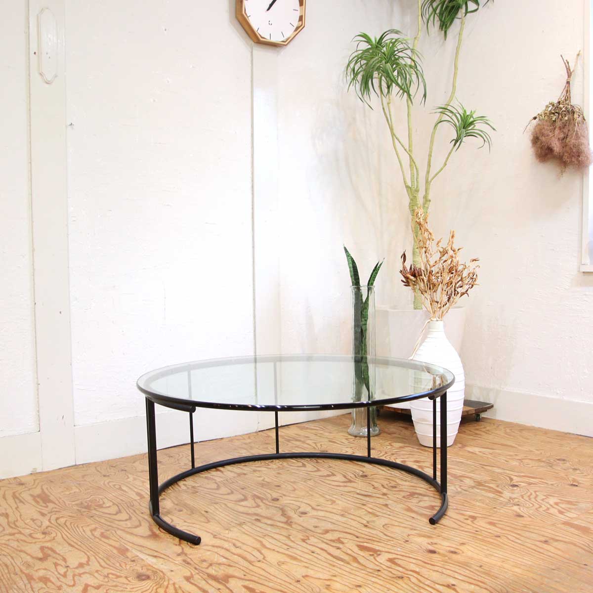 HUKLA フクラ TMRB Lサイズ ガラステーブル 90cm ブラック HUKLA