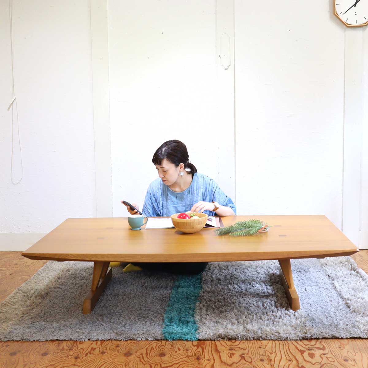 飛騨産業 円空シリーズ 2本脚座卓 SE-346WP ローテーブル 佐々木 敏光