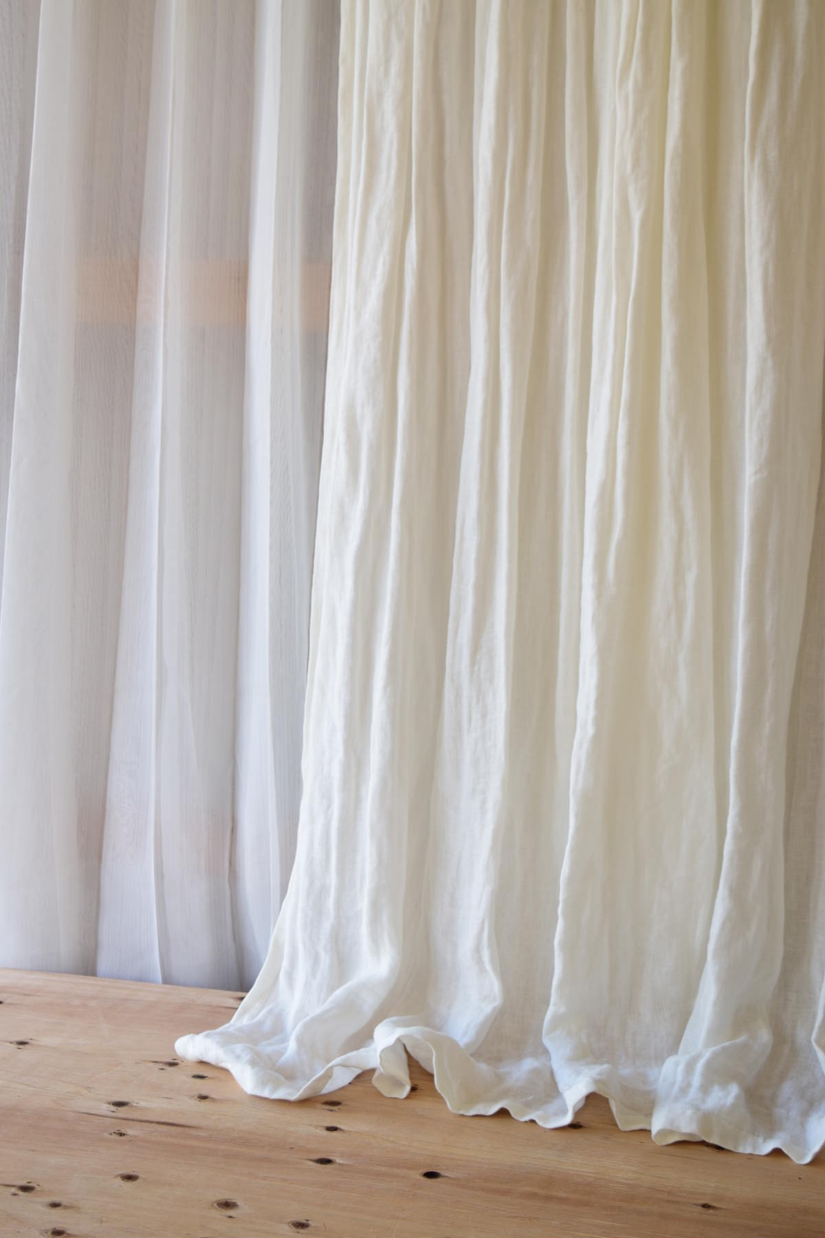 ダブルガーゼ リノナチュラル アイボリー】ノンプリーツ（フラット