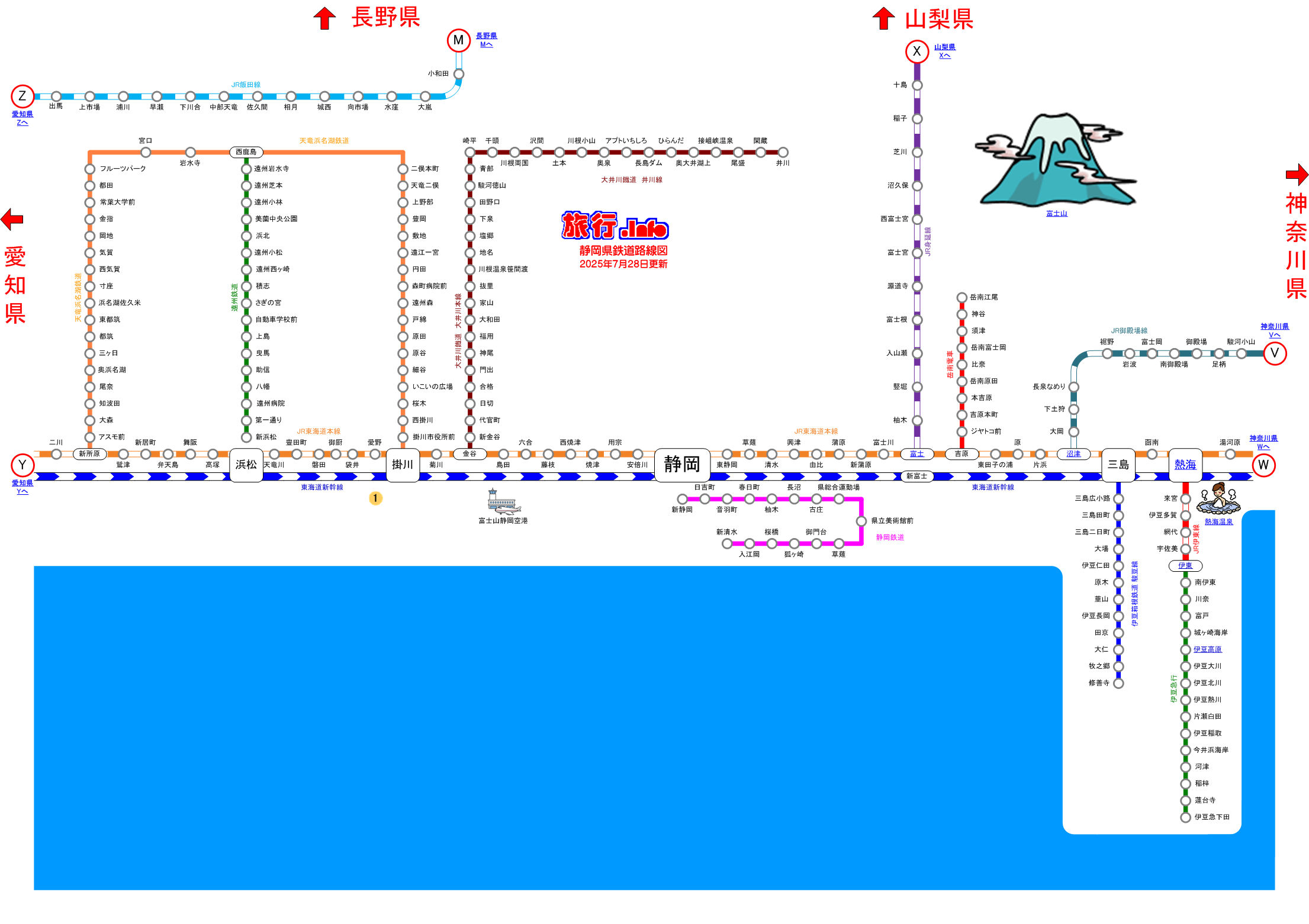 静岡県鉄道路線図【2025.7.28更新】