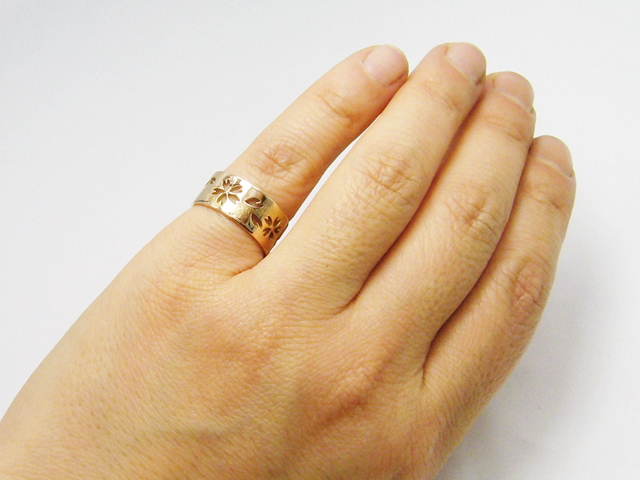 K18霞桜透かし彫リング』【和柄えす】のオーダーメイドリング
