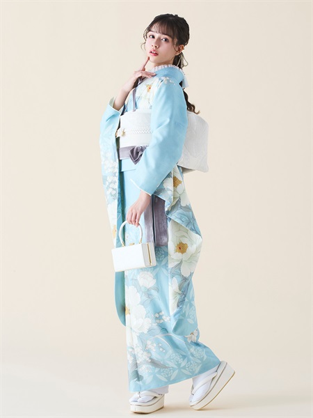 振袖レンタルセット 芸艸堂芍薬(水色)【和風館ICHI】