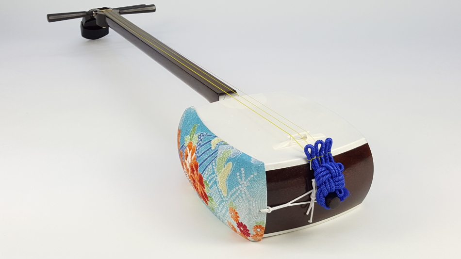 希少】民謡三味線 中棹 紅木 正寸 2本溝 丸打胴 皮やぶれなし 本皮