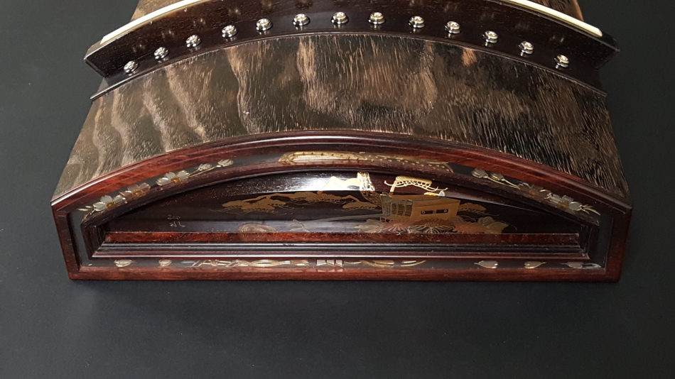 高級箏】紅木仕上げ 金口前（銘有り）蒔絵 並甲 ベタ巻 13絃 琴 付属品