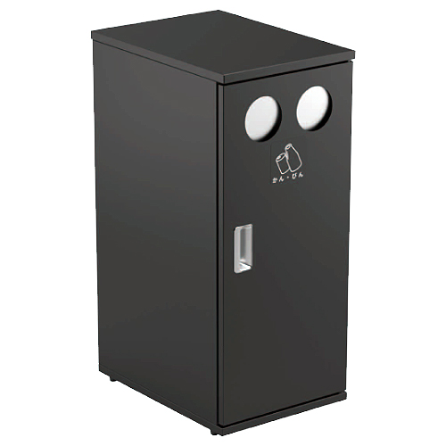スチール製リサイクルゴミ箱 ブラック 60L（空かん・空びん用