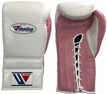 Winning Lace-up Boxing Gloves - White · Pink – WJapan Boxing