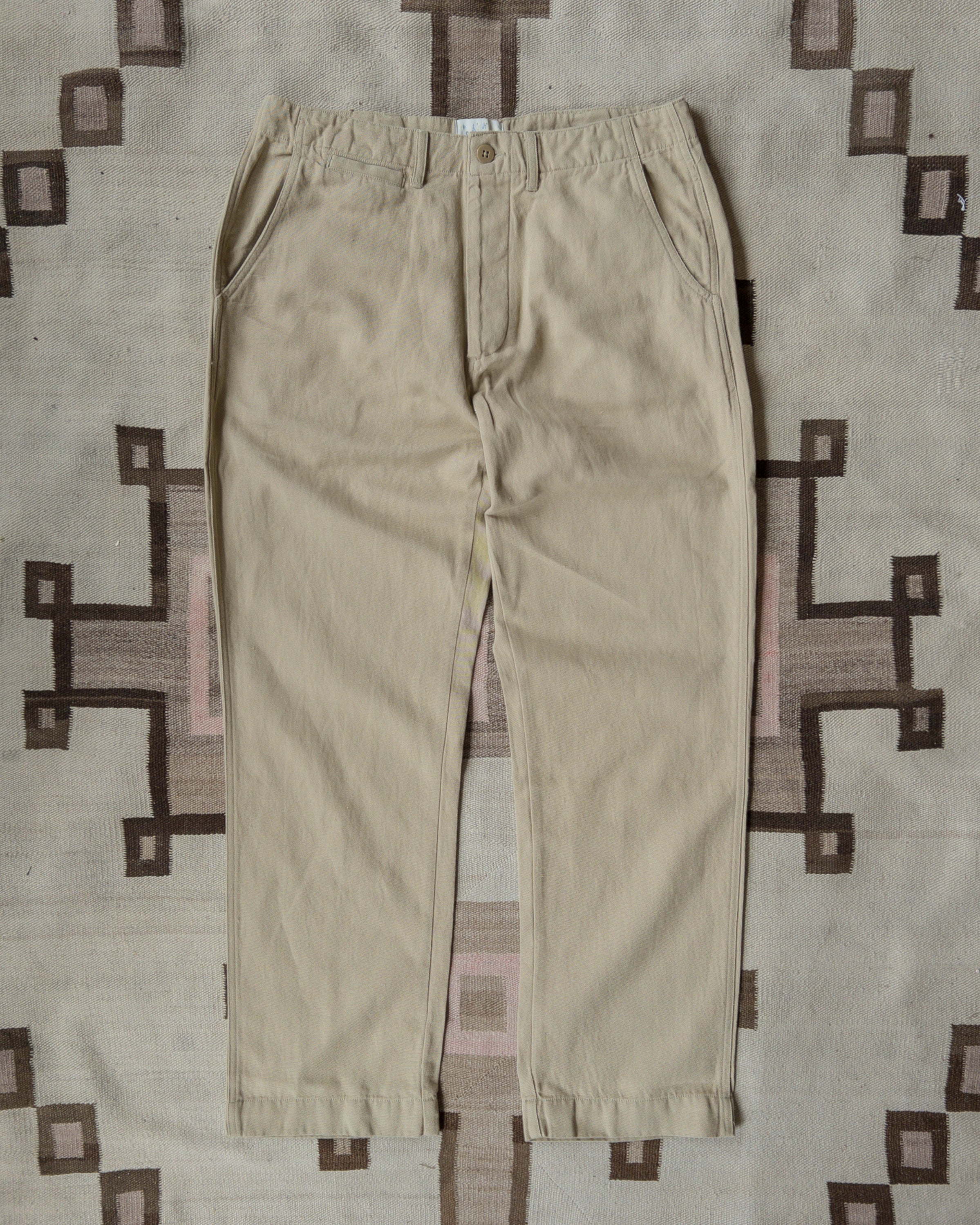 Flat Front Cotton Linen Twill Chino - Camp Khaki – Wythe
