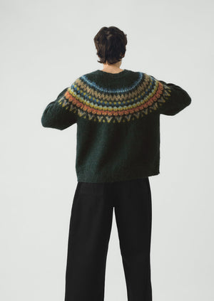 Brushed Mohair Wool Patterned Yoke Sweater | Peacock Multi | TOAST
