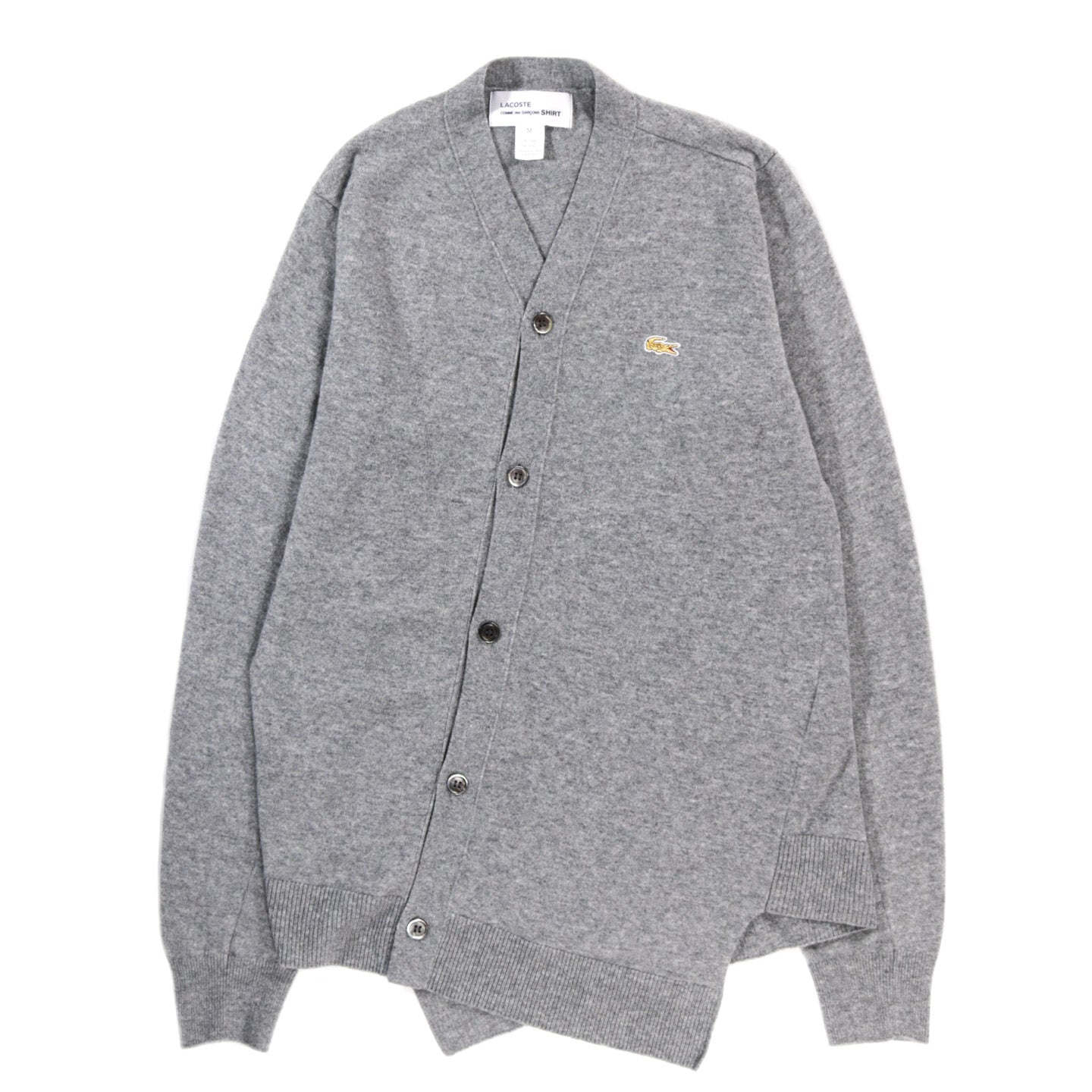 COMME DES GARCONS SHIRT N005 LACOSTE TWISTED CARDIGAN GREY | TODAY