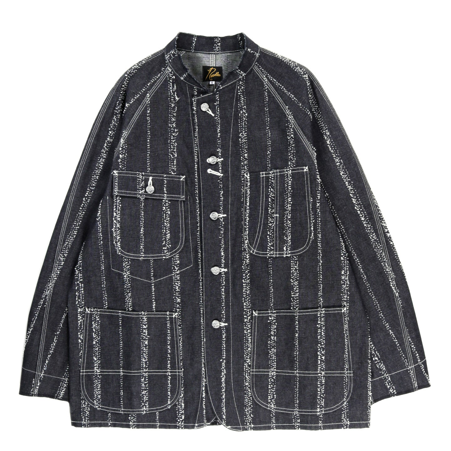 NEEDLES CHORE COAT 10OZ. DENIM STRIPE NEEDLE PUNCH INDIGO | TODAY