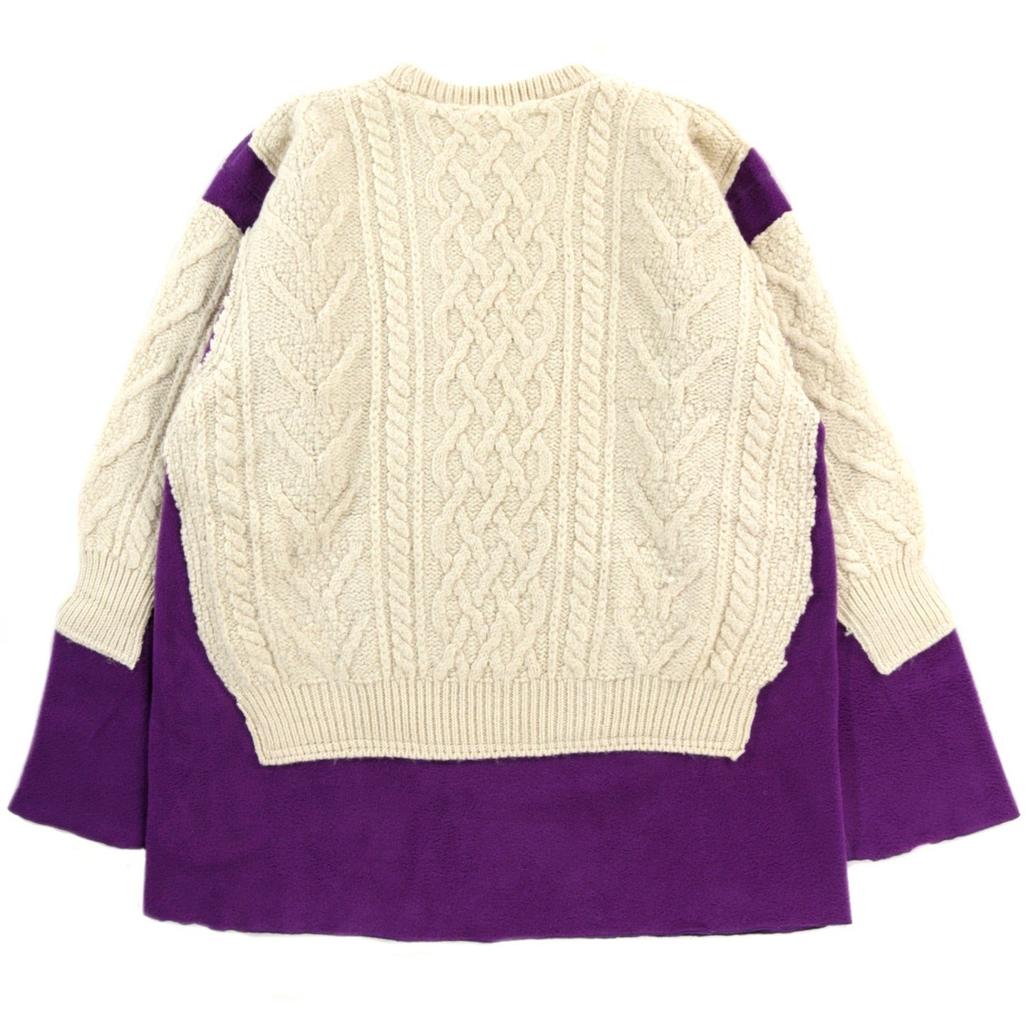 REBUILD BY NEEDLES FISHERMAN SWEATER NATURAL / PURPLE - L (A