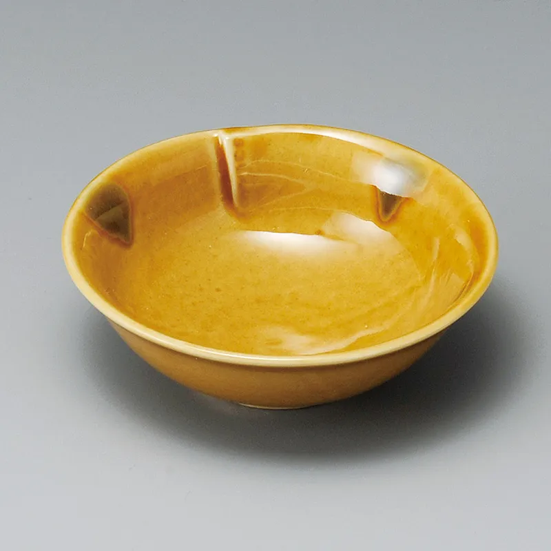 蓮葉形深皿/大鉢 】 黄瀬戸浜物 MADE IN JAPAN 明治～大正期 黄瀬戸の