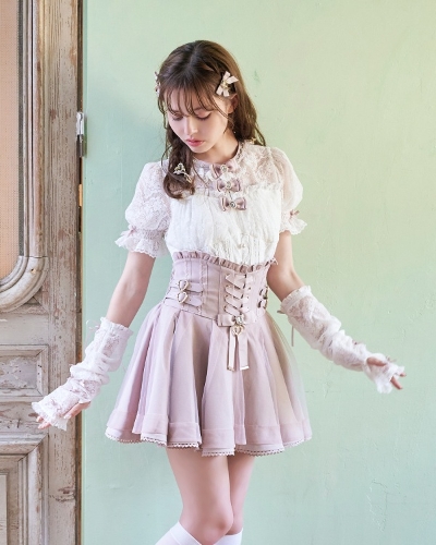 00s 希少 LIZLISA ホワイト起毛ハシゴレースフリルスカパン 姫カジ 00s