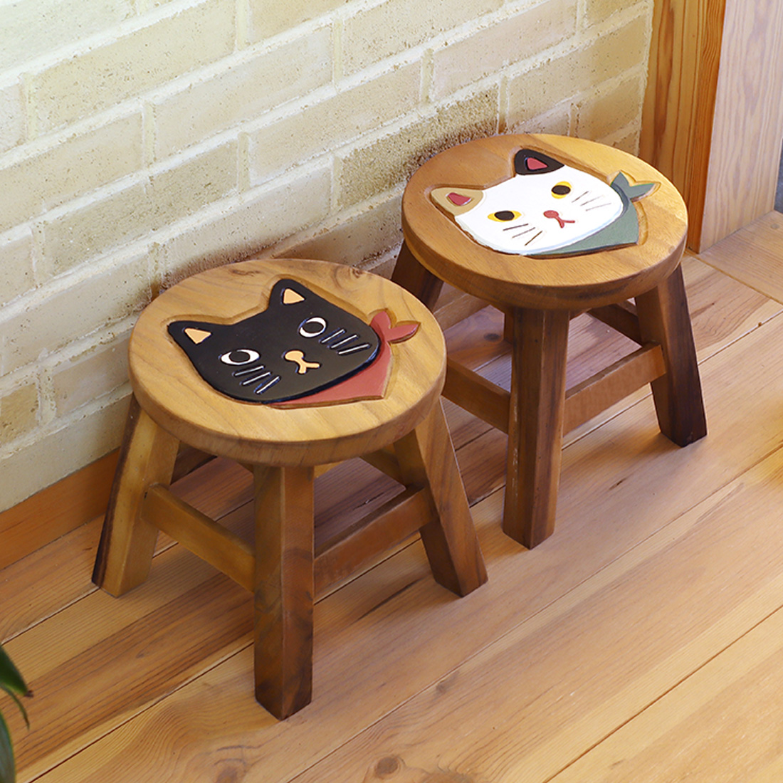 未来工房】デザインのある一点物 国産コナラ アイアンスツールB