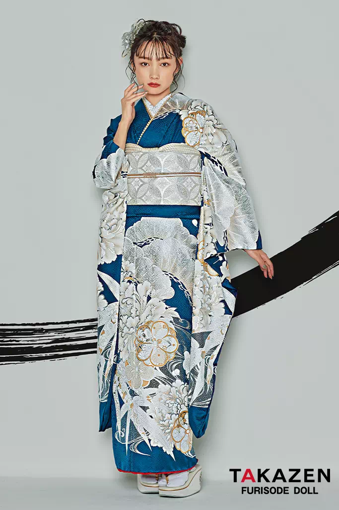 粋古典 ターコイズブルー/青/白 吉祥文様/流水模様 クール 寒色系