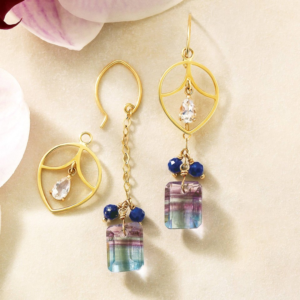 フローライト 桜カービング フープピアス フローライト 桜カービング