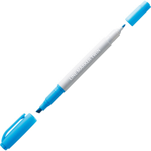 たのめーる】TANOSEE 蛍光マーカー ツインタイプ(キャップ式) ブルー 1