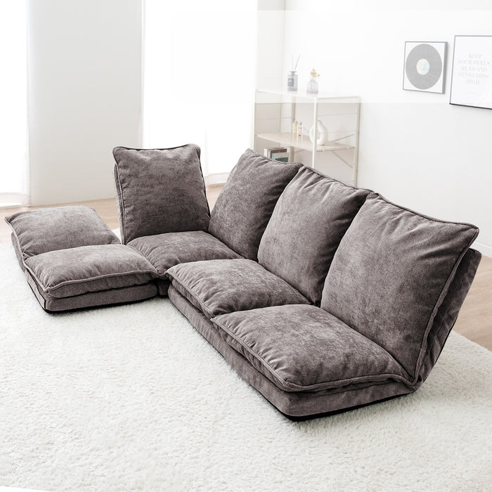 4点セット・Bタイプ］ハイバック ローソファ 14段階リクライニング