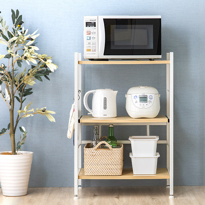 幅60］レンジ台 2段 大型レンジ対応 高耐荷設計 スライド棚 メラミン天