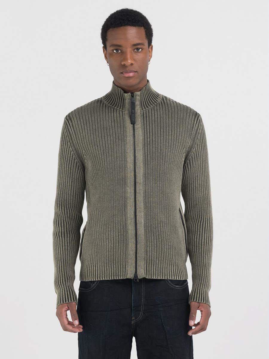 REPLAY - フルジップニットセーター / カーキ | BRYAN